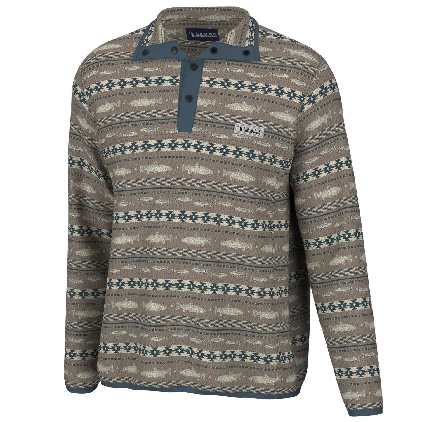 Printed Quarter Snap - Fish Aztec