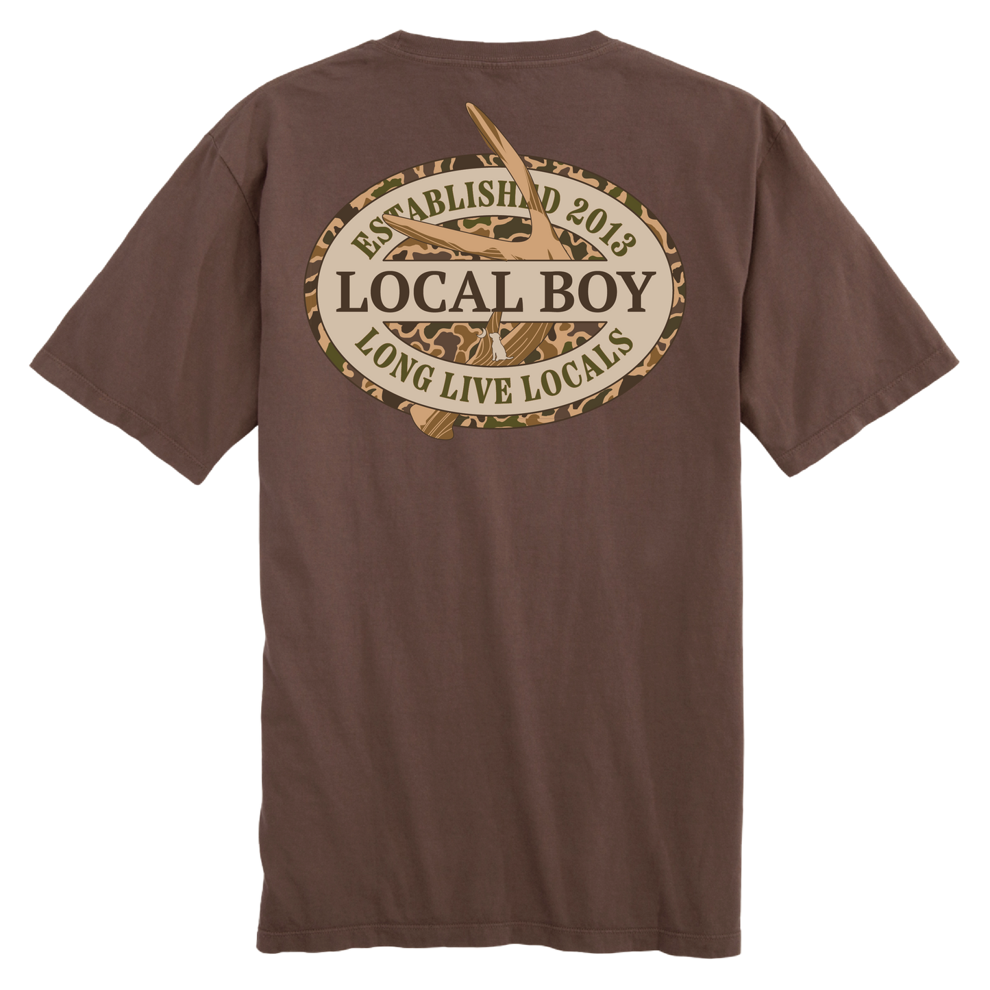 Old School Antler Oval T-Shirt - Espresso
