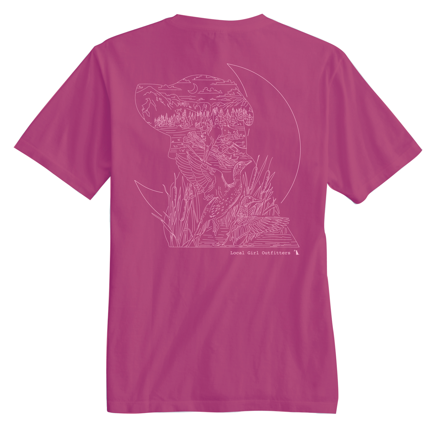 Youth Local Girl Landscape Lines T-Shirt - Crunchberry