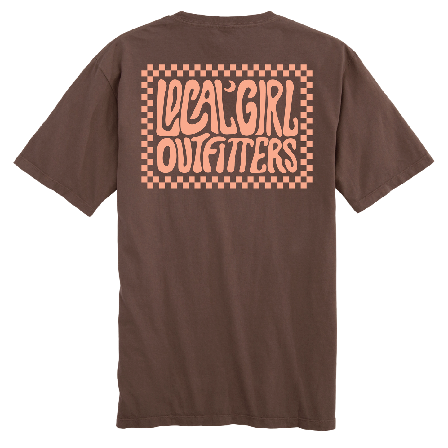 Youth Local Girl Checkered Charm T-Shirt - Espresso