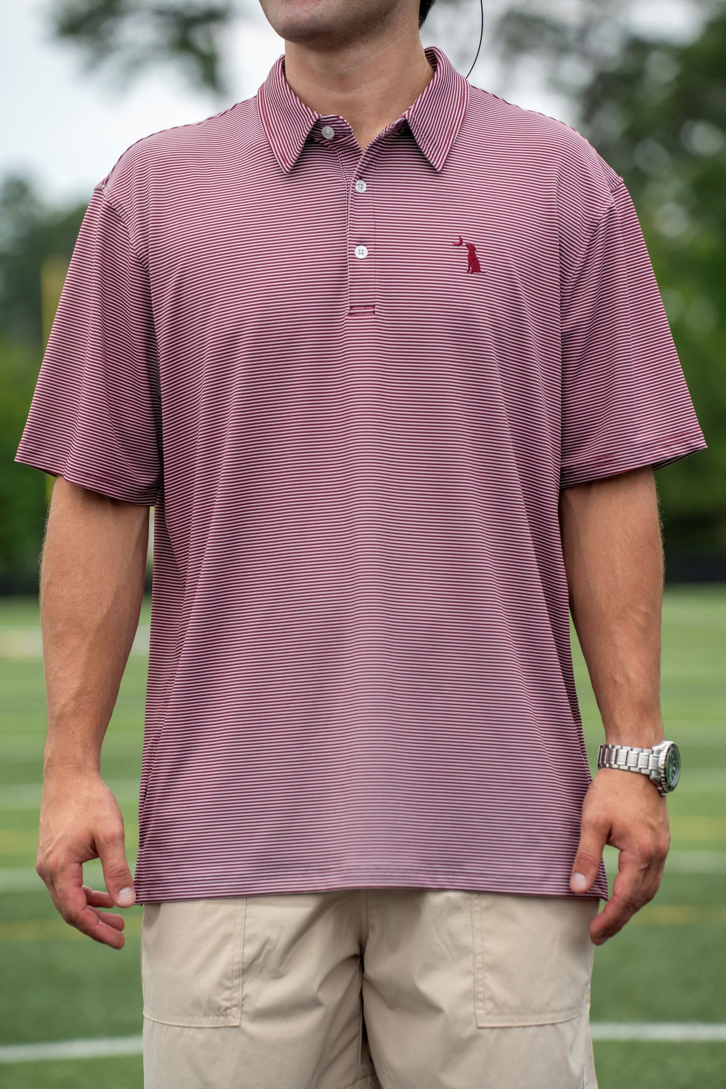 Collegiate Palms Polo - Maroon/Light Gray