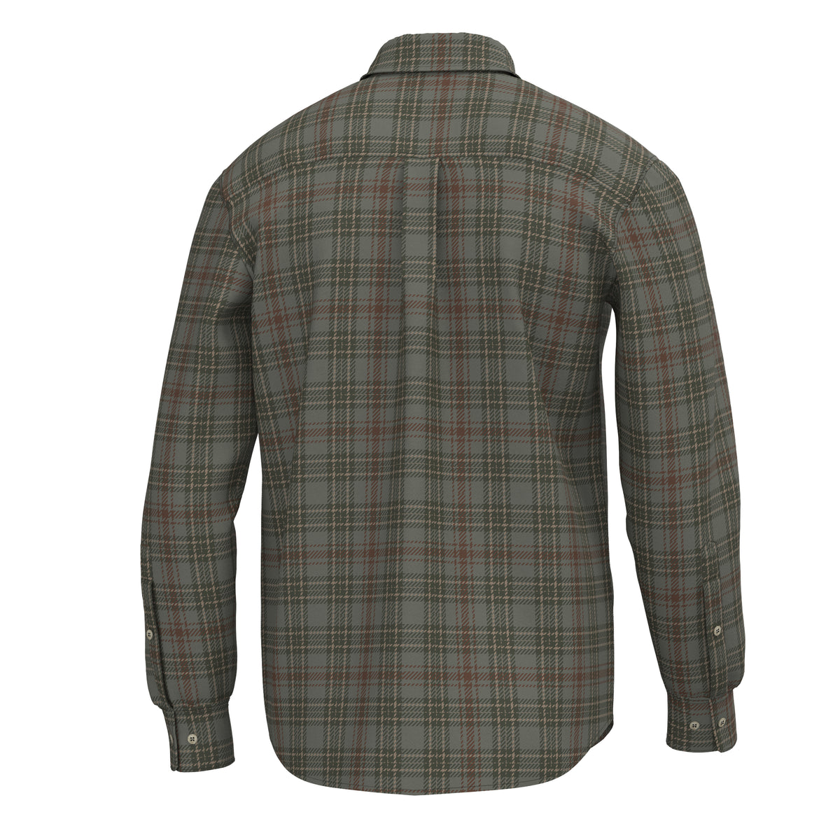 Cain Stretch Flannel - Moss Gray/Dark Olive/Dark Rust