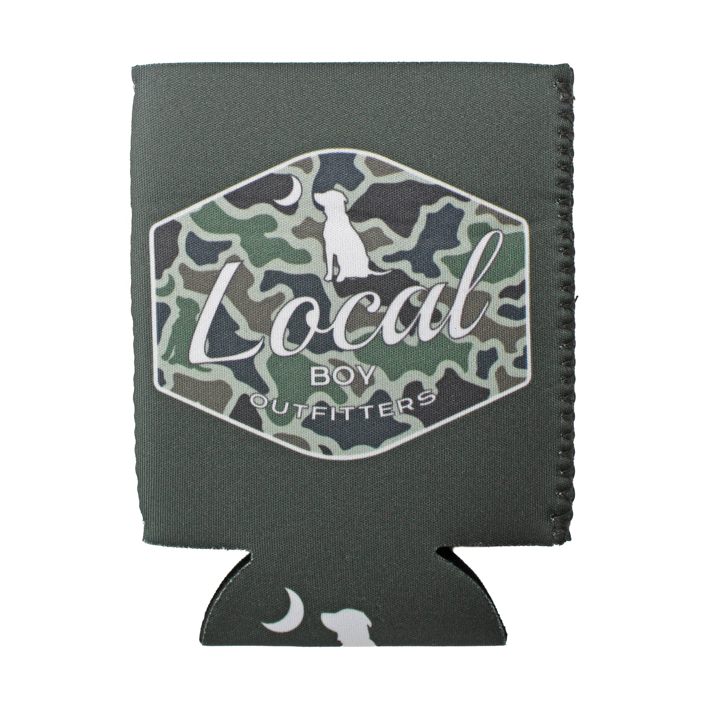 Dog & Moon Camo Badge Koozie - Charcoal