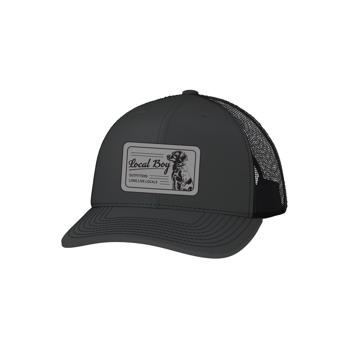 Youth Scruffy Patch Trucker Hat - Charcoal/Black