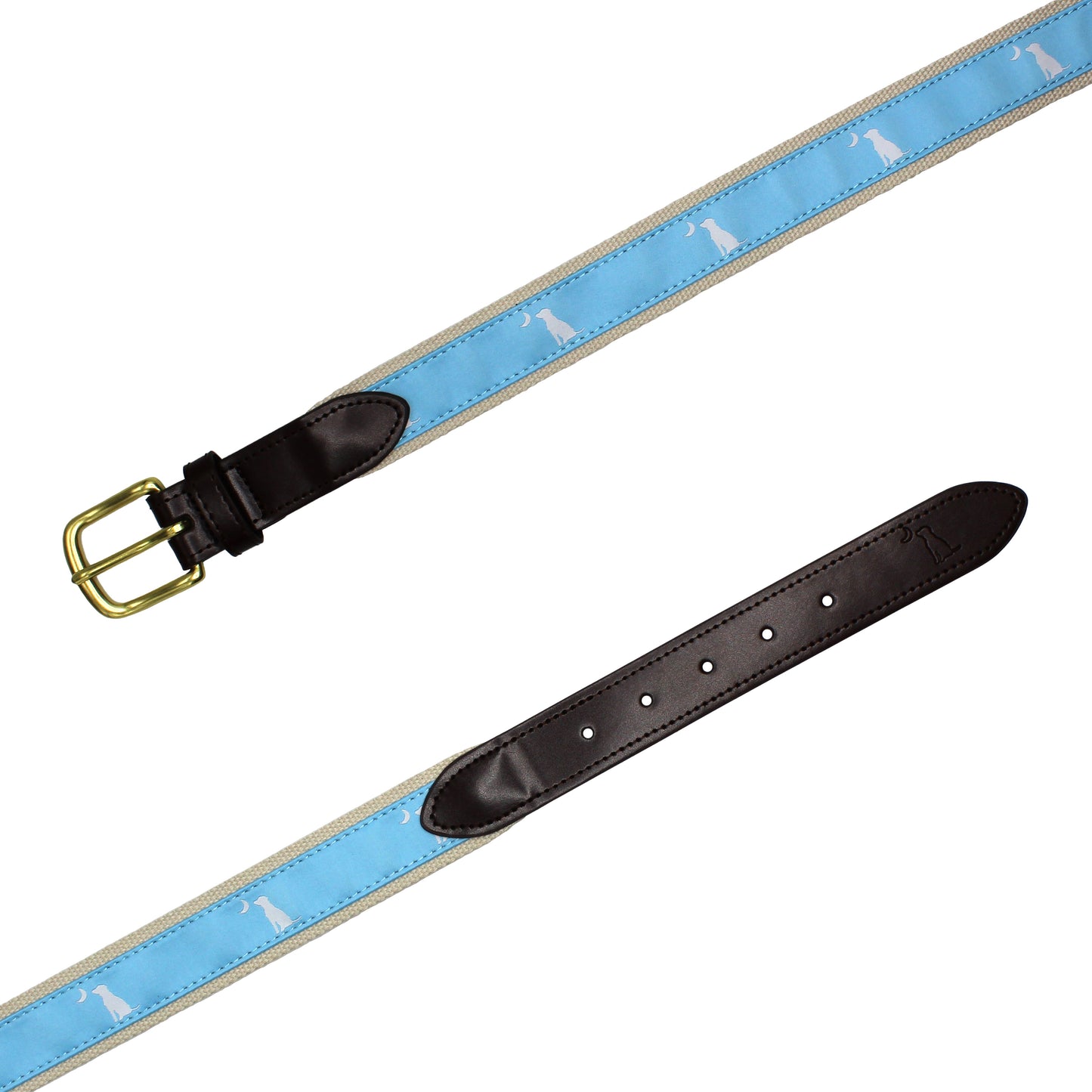 Ribbon Belt - Light Blue Dog & Moon