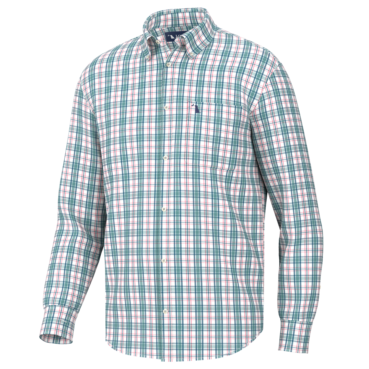Hutto Dress Shirt - Teal/Dark Teal/Coral
