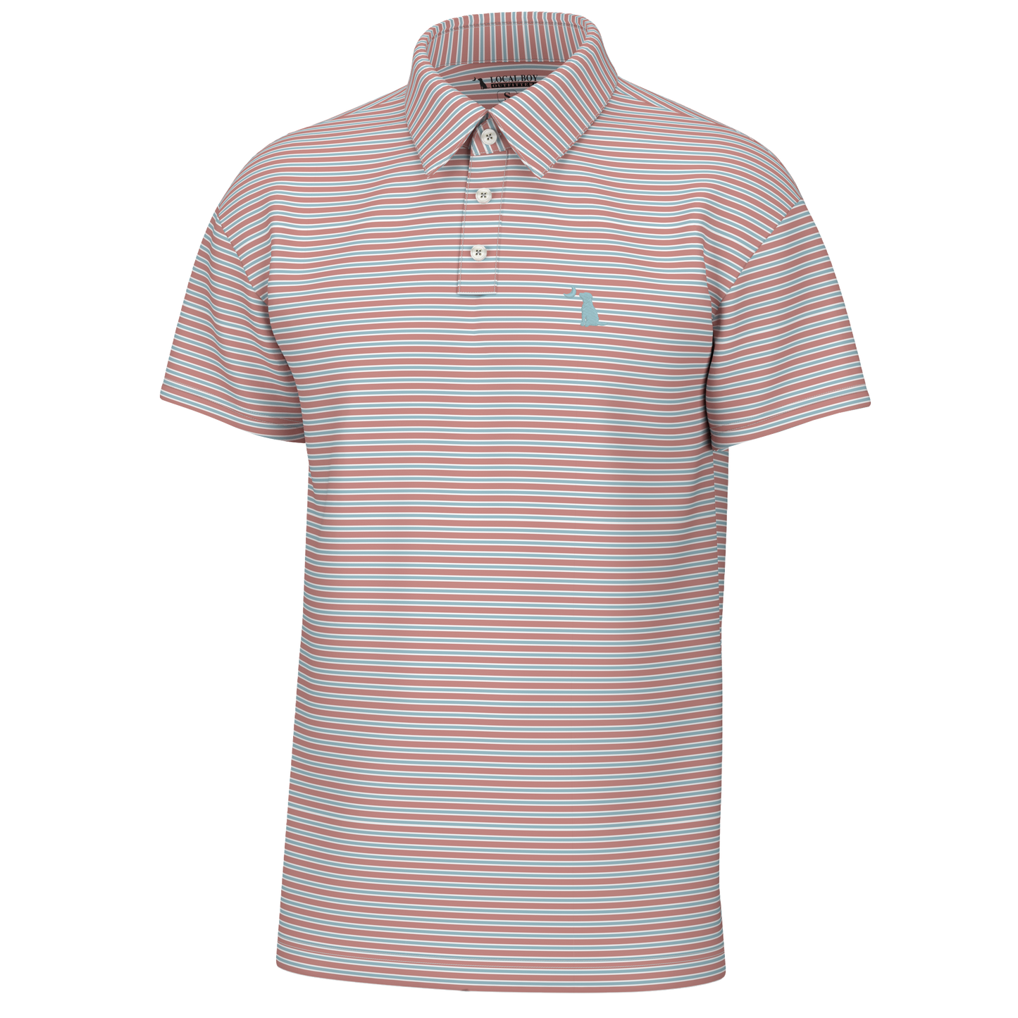 Surfside Polo - Salmon/Light Blue/White