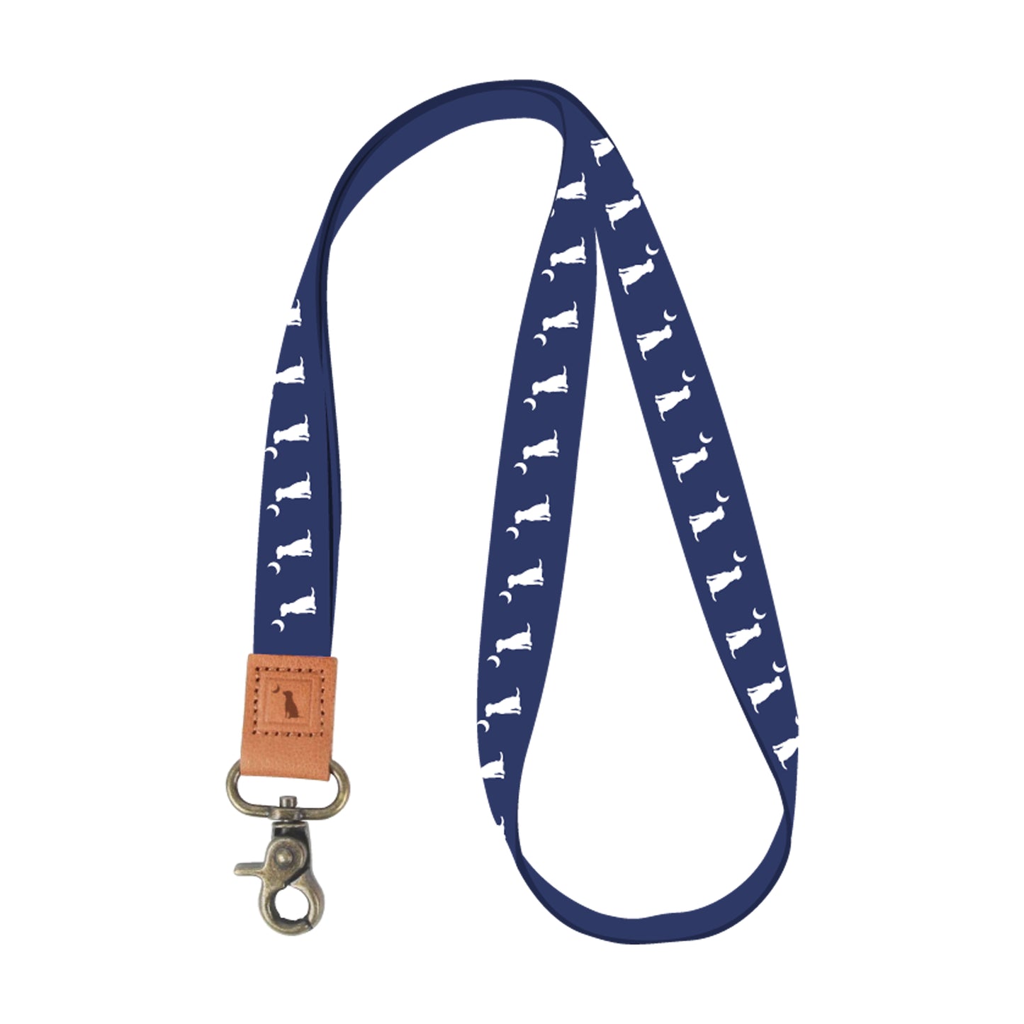 Navy Dog & Moon Long Lanyard