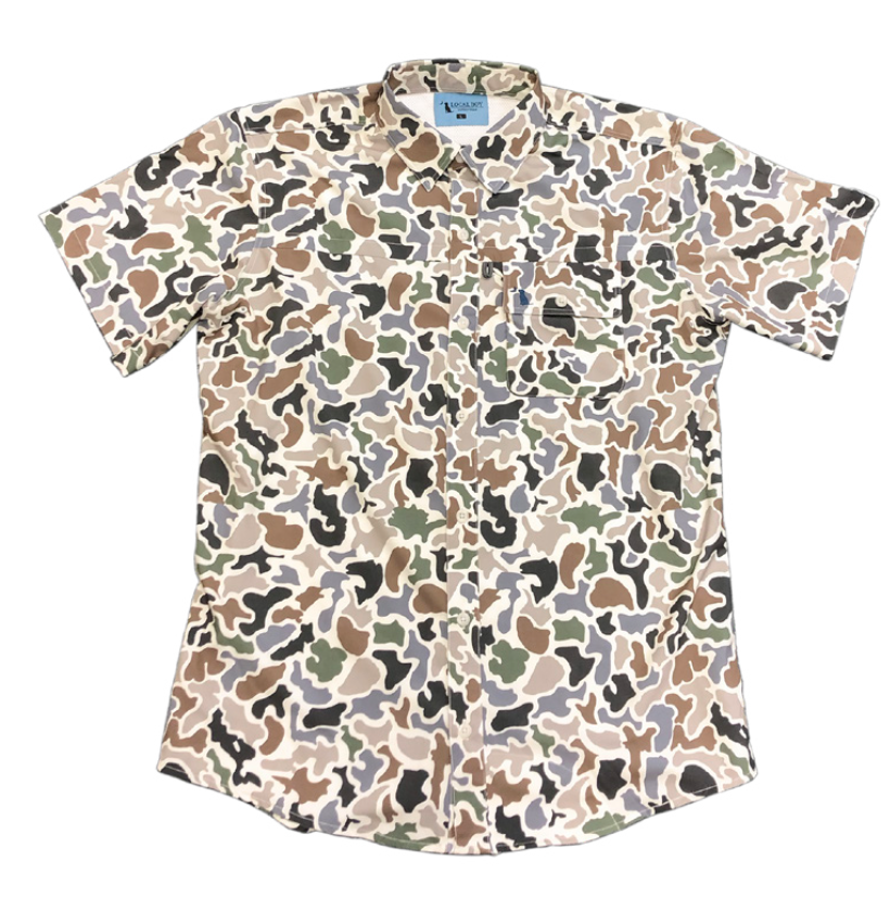 BIMINI BAY Outfitters Beige S/S Flip-up Sun Collar Fishing Shirt