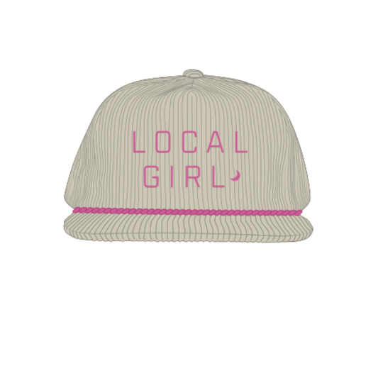 LG Crescent Corduroy Hat - Cream/Pink