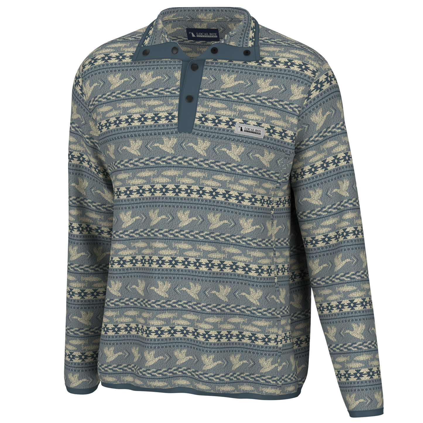 Printed Quarter Snap - Fish & Duck Aztec