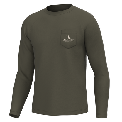 Brush Camo Mark Long Sleeve Heather Performance Shirt  - Cedar