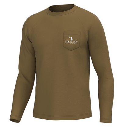 Sand Dog & Moon Plate Long Sleeve Heather Performance Shirt - Copper
