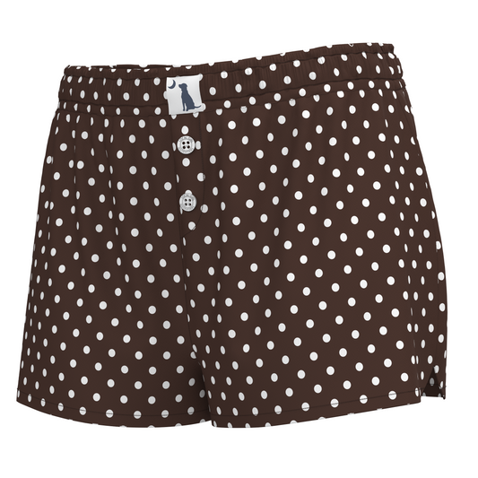 Local Girl Boxer Shorts - Espresso Polka Dot