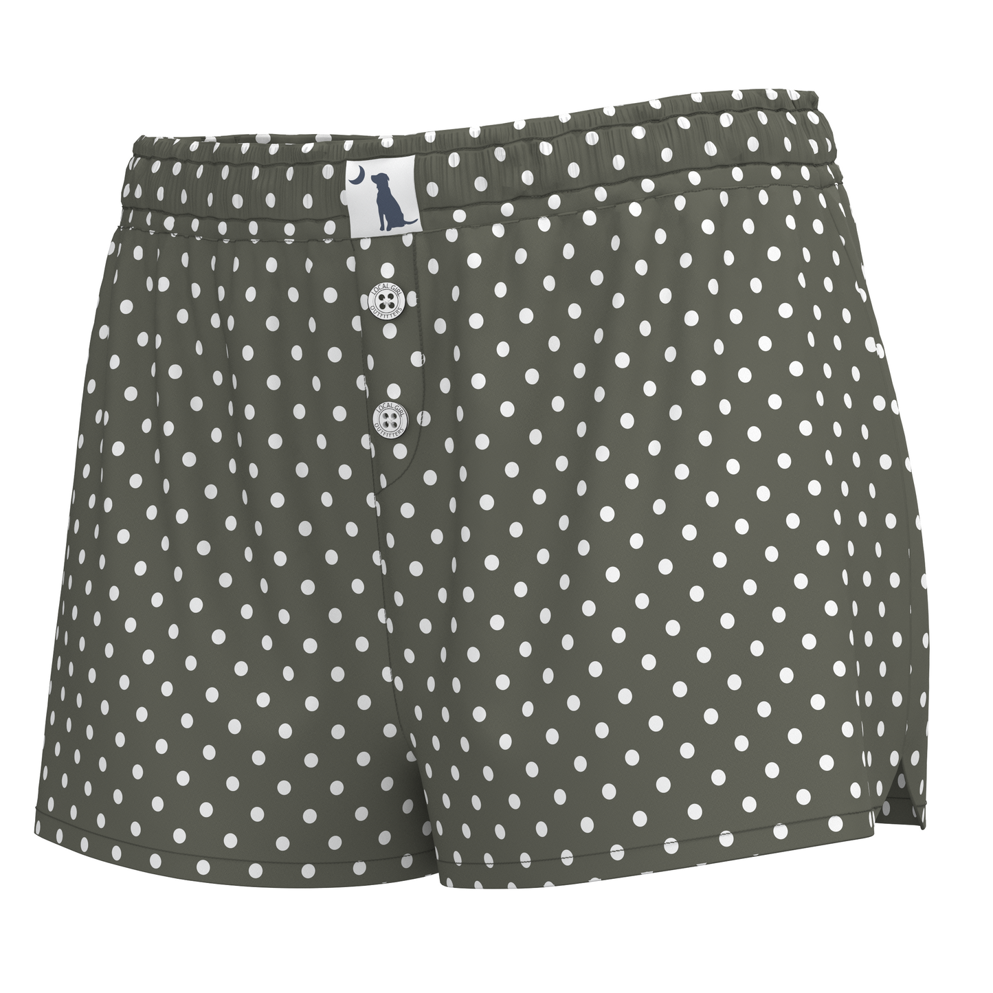 Local Girl Boxer Shorts - Olive Polka Dots