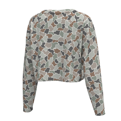 Local Girl Youth Boxy Crop Long Sleeve T-Shirt - Forest Camo Flora