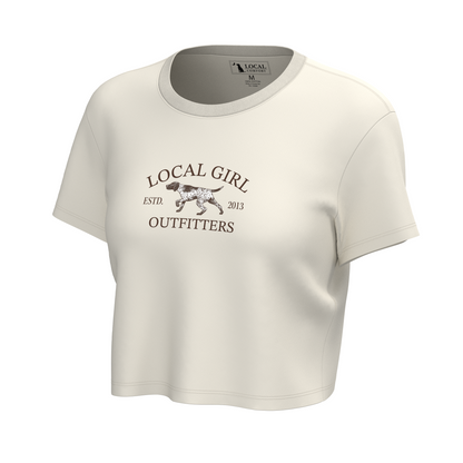 Local Girl Spotter Arch Graphic Crop T-Shirt - Ivory