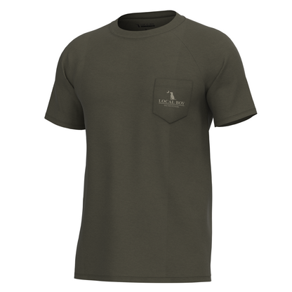 Vintage ESTD Badge Short Sleeve Heather Performance Shirt - Espresso