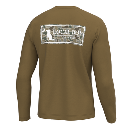 Youth Sand Dog & Moon Plate Long Sleeve Heather Performance Shirt - Copper