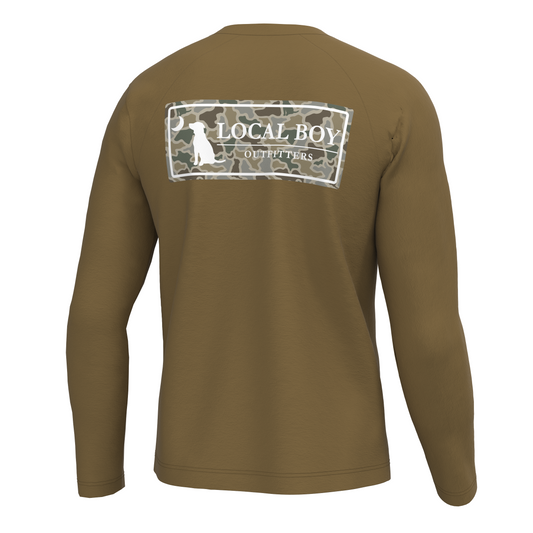 Youth Sand Dog & Moon Plate Long Sleeve Heather Performance Shirt - Copper