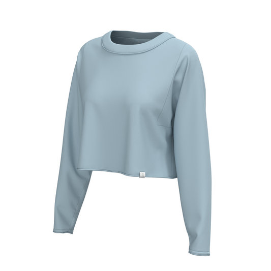 Local Girl Boxy Crop Long Sleeve T-Shirt - Baby Blue
