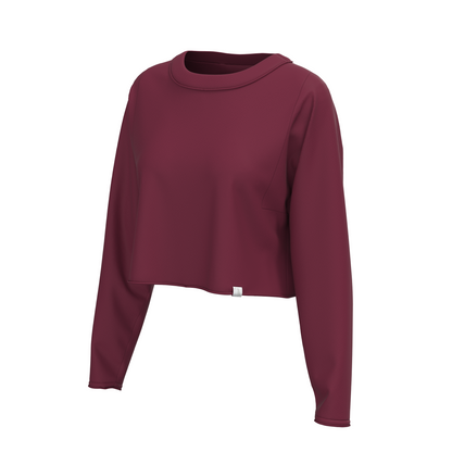 Local Girl Boxy Crop Long Sleeve T-Shirt - Berry