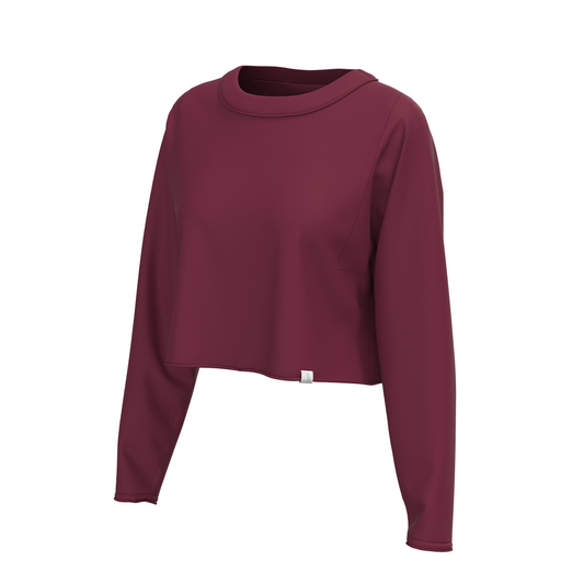 Local Girl Boxy Crop Long Sleeve T-Shirt - Berry