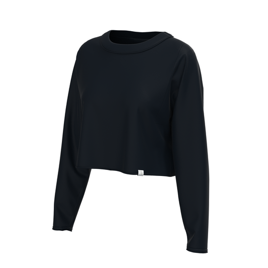Local Girl Boxy Crop Long Sleeve T-Shirt - Black