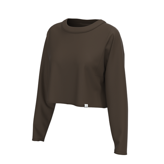 Local Girl Boxy Crop Long Sleeve T-Shirt - Espresso