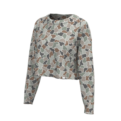 Local Girl Youth Boxy Crop Long Sleeve T-Shirt - Forest Camo Flora