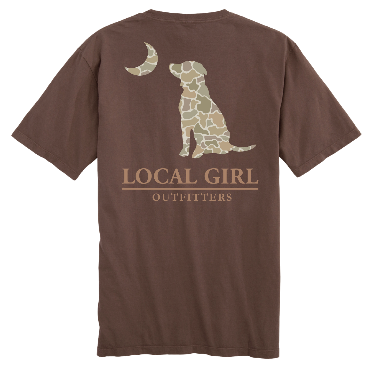 Local Girl Forest Camo Desert Dog & Moon T-Shirt - Espresso