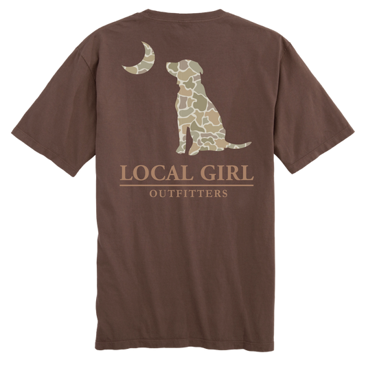 Local Girl Forest Camo Desert Dog & Moon T-Shirt - Espresso