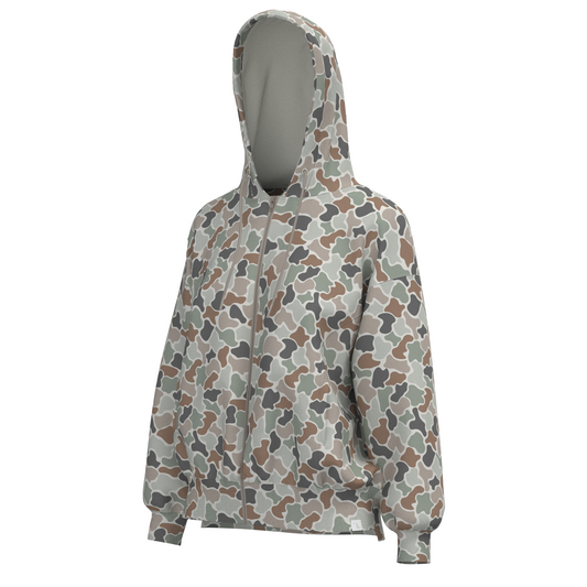 Local Girl Velvet Fleece Front-Zip Hoodie - Forest Camo Flora