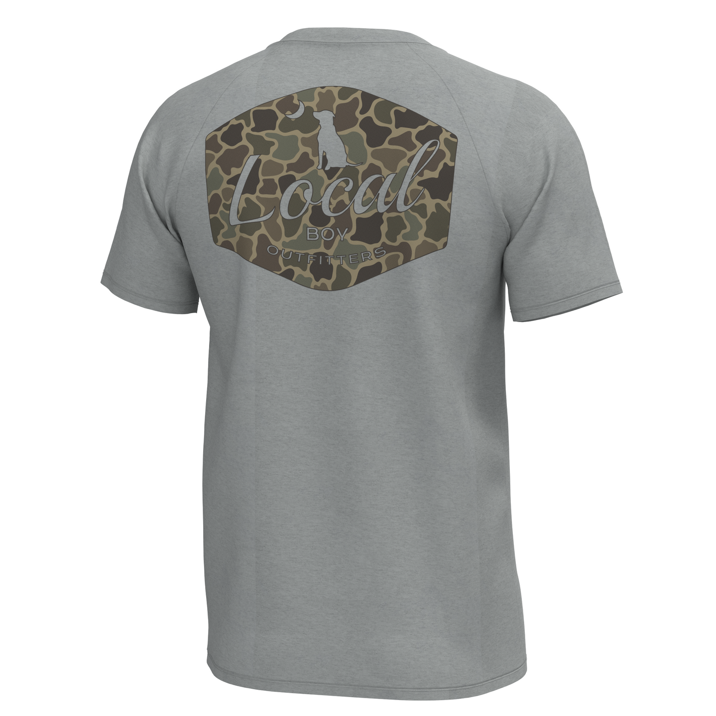 Youth Brush Badge Short Sleeve Heather Performance Shirt - Cool Gray
