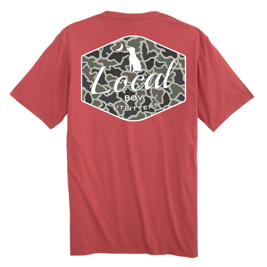 Youth Dog & Moon Camo Badge T-Shirt - Brick
