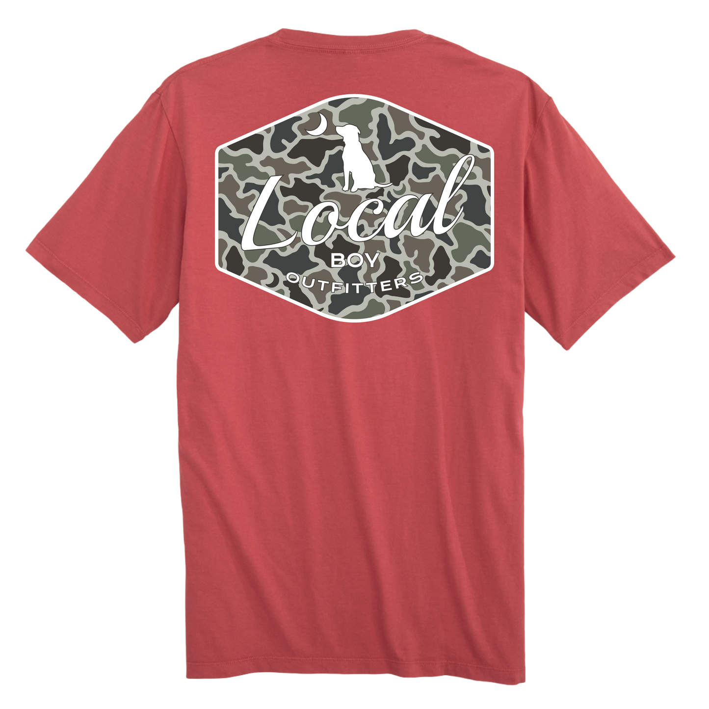 Dog & Moon Camo Badge T-Shirt - Brick