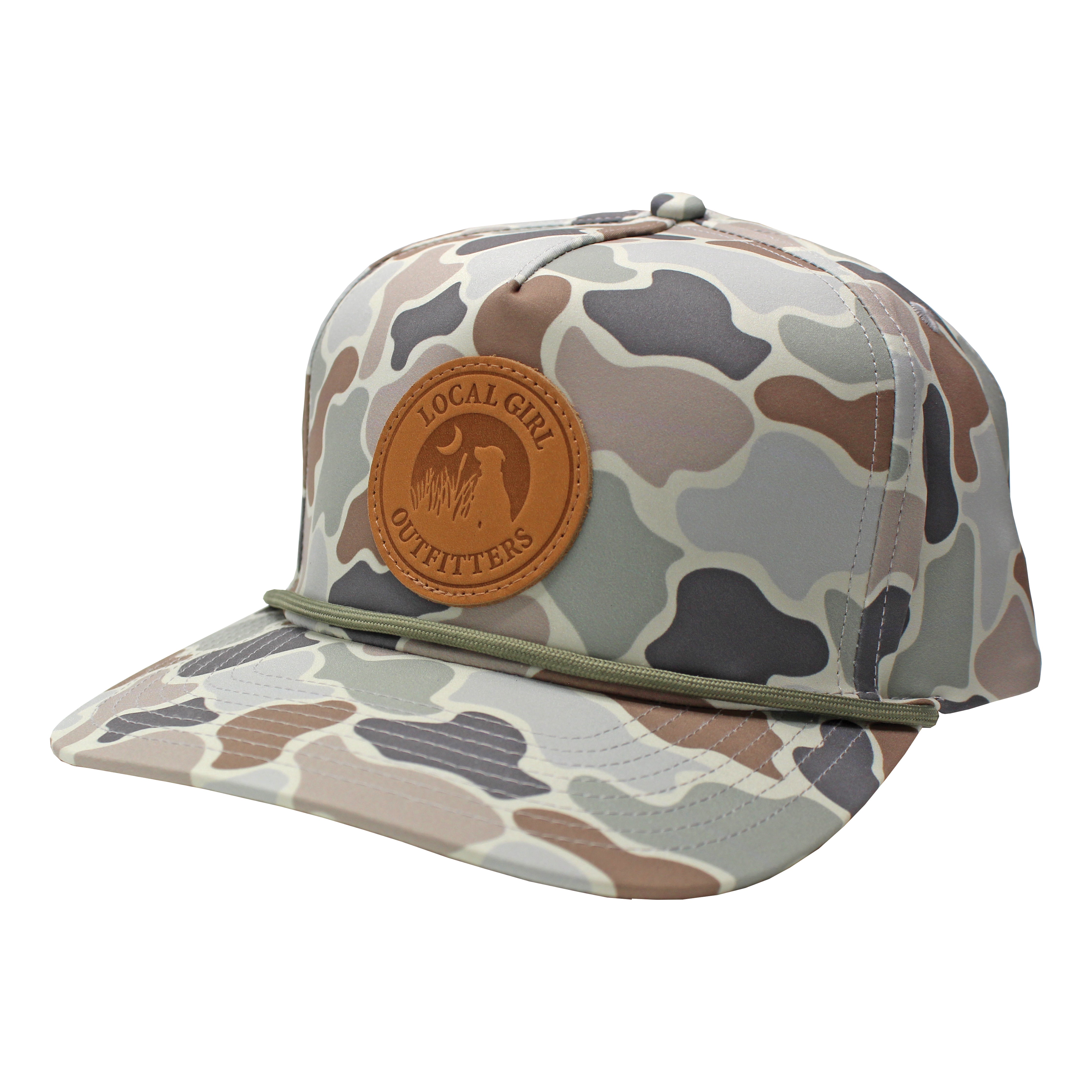 Local Girl Leather Patch Rope Hat - Forest Camo Flora – Local Boy ...