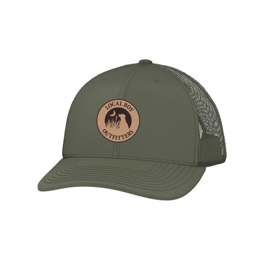 Leather Patch Trucker Hat - Loden