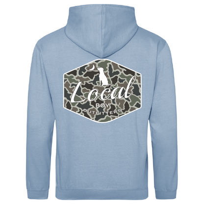 Youth Brushwood Hoodie Dog & Moon Camo Badge - Sky Blue