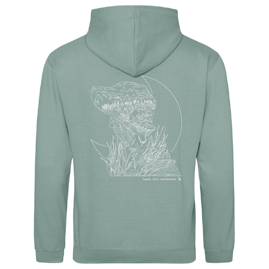 Local Girl Brushwood Hoodie Landscape Lines - Dusty Green