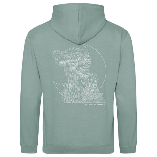Local Girl Brushwood Hoodie Landscape Lines - Dusty Green