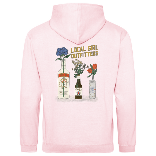 Local Girl Brushwood Hoodie Boozy Flowers - Baby Pink