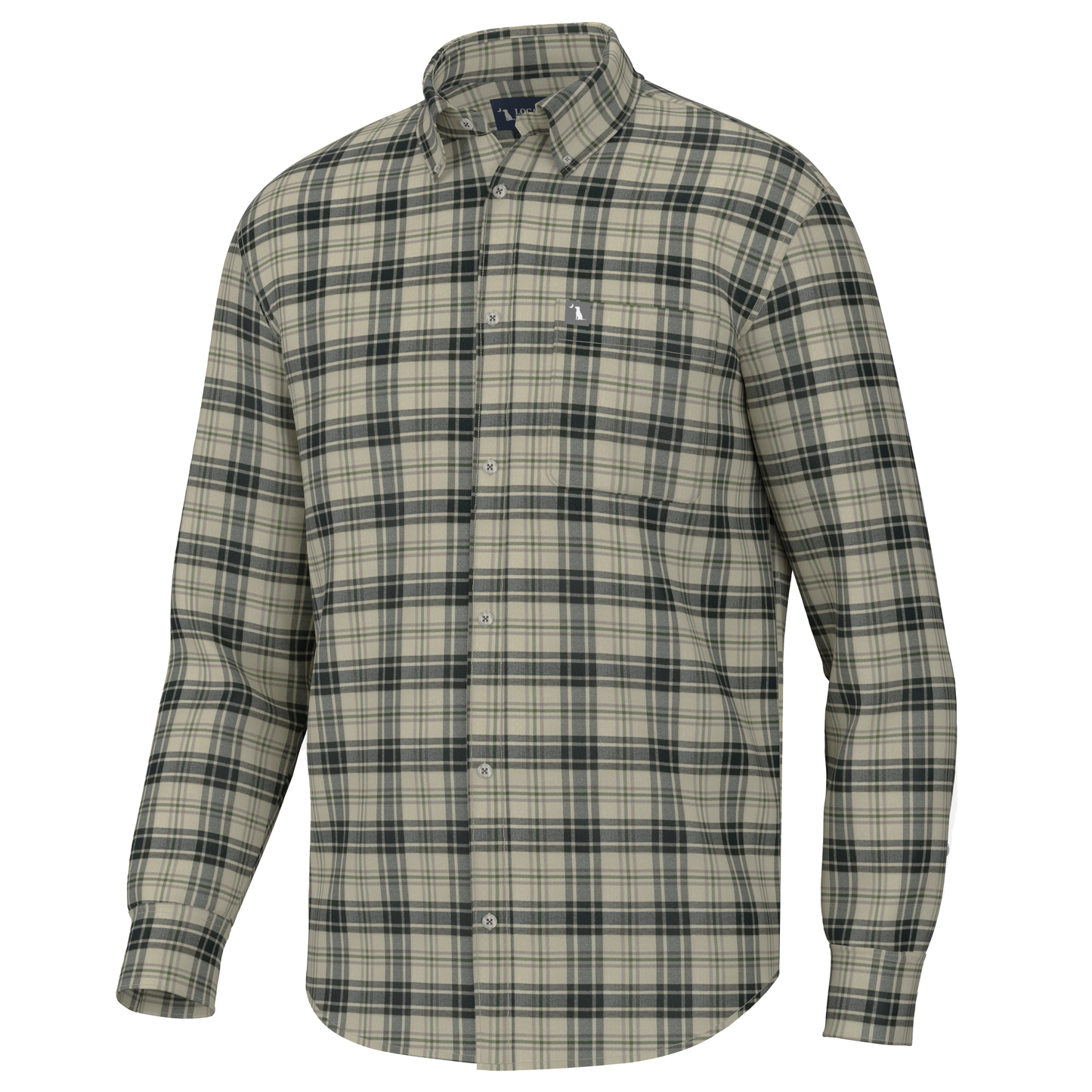 Hutto Stretch Flannel - Khaki/Forest/Grey