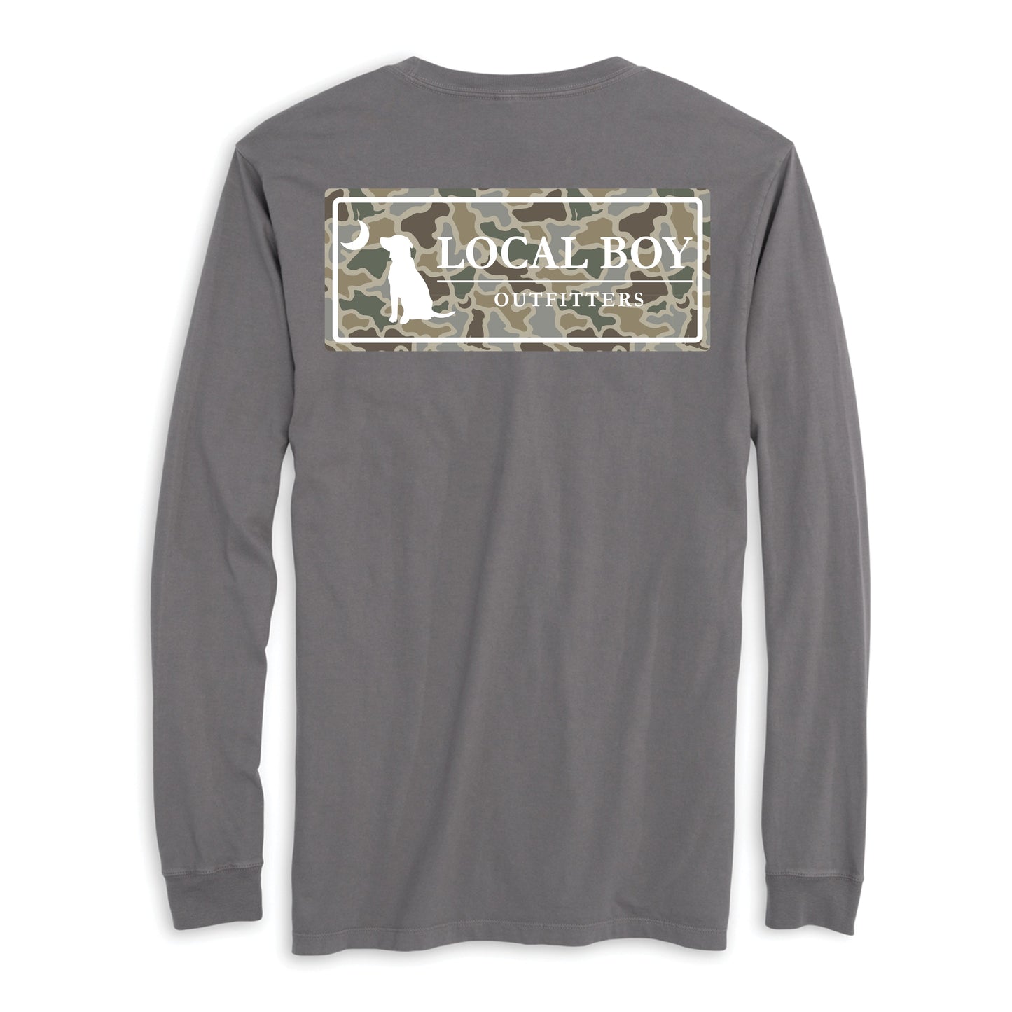 Youth Sand Dog & Moon Camo Plate LS Tee - Gray