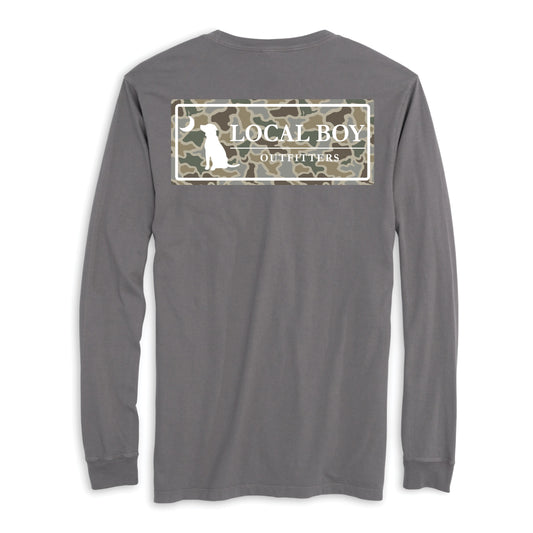 Youth Sand Dog & Moon Camo Plate LS Tee - Gray