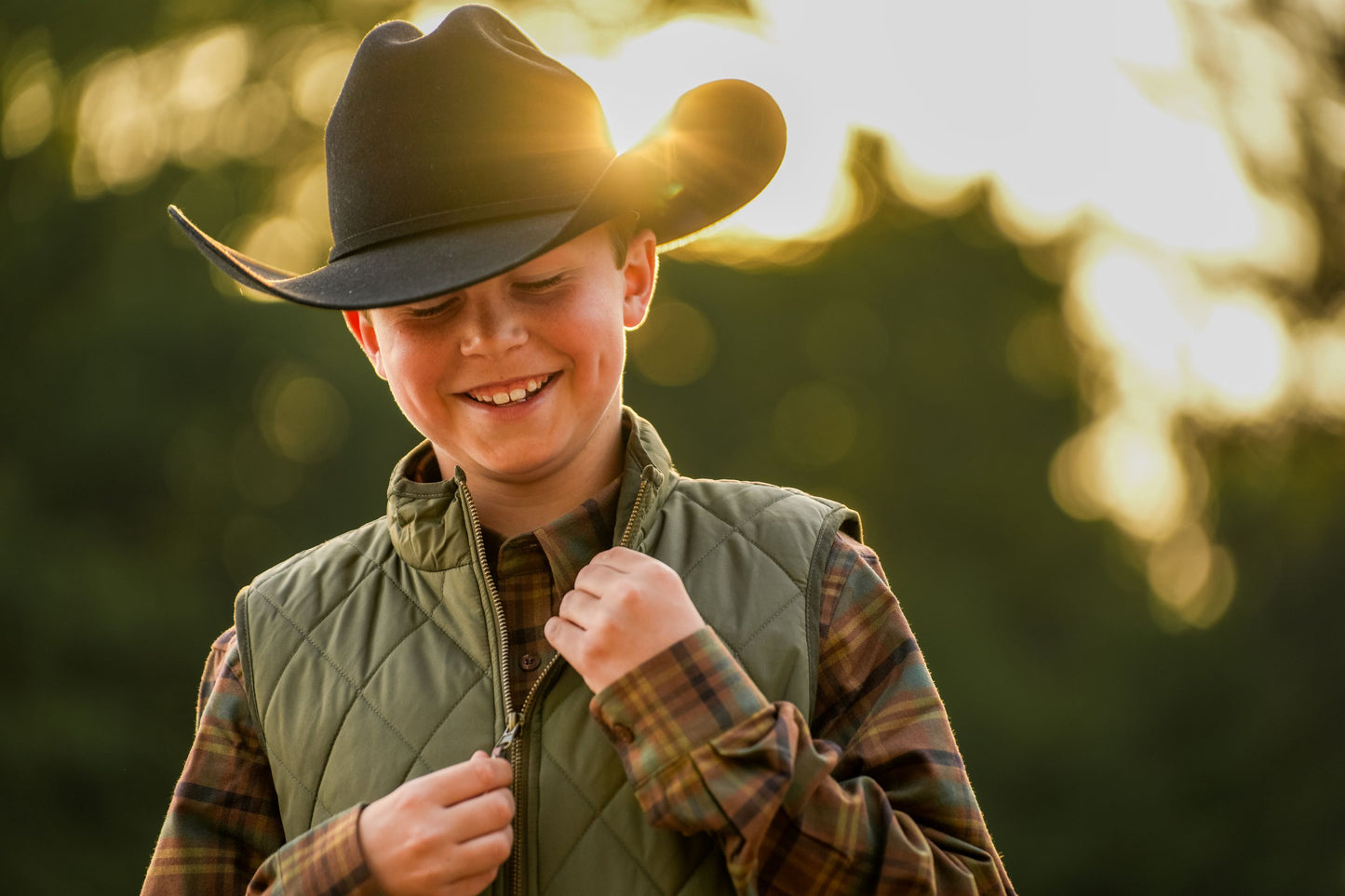 Youth Diamond Quilted Vest - Cedar