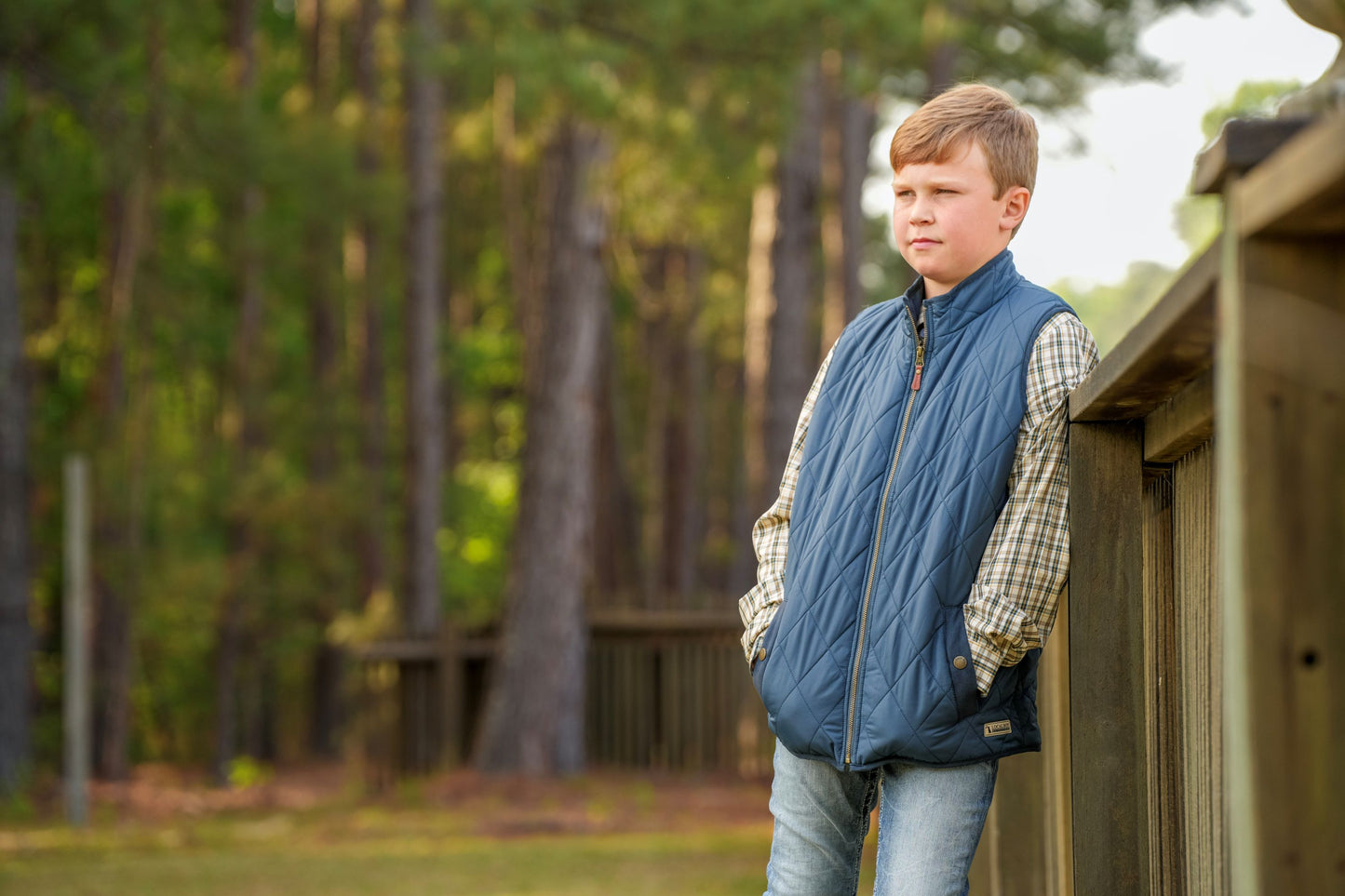 Youth Diamond Quilted Vest - Dark Blue