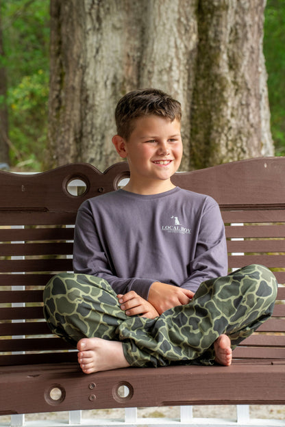 Youth Brush Camo Mark Long Sleeve Heather Performance Shirt - Cedar