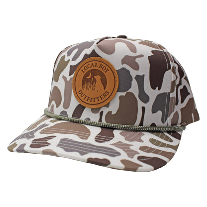 Youth Leather Patch High Crown Rope Hat