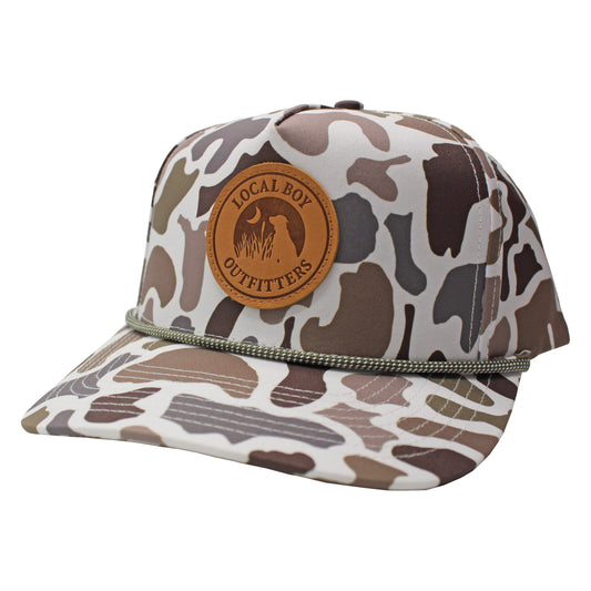 Youth Leather Patch High Crown Rope Hat